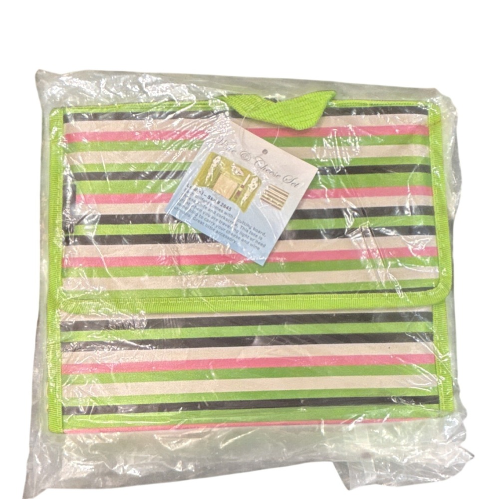Le Mani Wine & Cheese Set Le Mini Cheese Board with Striped Tote Portable